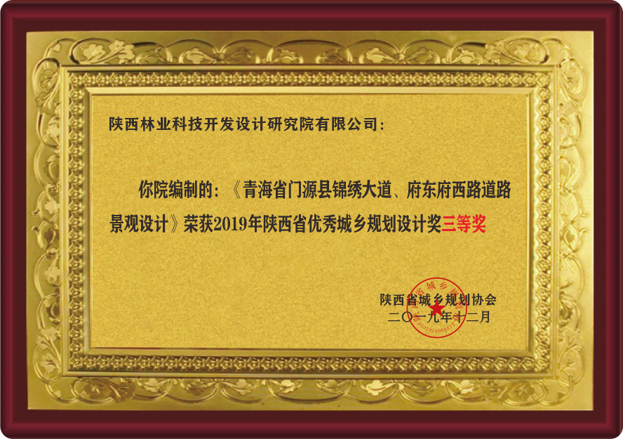陕西省优秀城乡规划设计奖三等奖